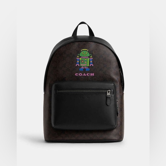 NWT！COACH COSMIC WEST BACKPACK IN SIGNATURE CANVAS WITH ROBOT PRINT（COACH CW326） - Picture 4 of 9